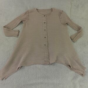 Cauliflower Issey Miyake Top Brown Pleated‎ Crepe Cardigan